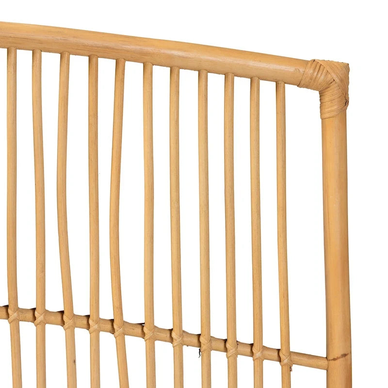 Malvina Modern Bohemian Natural Rattan Wall-mountable Headboard-Queen