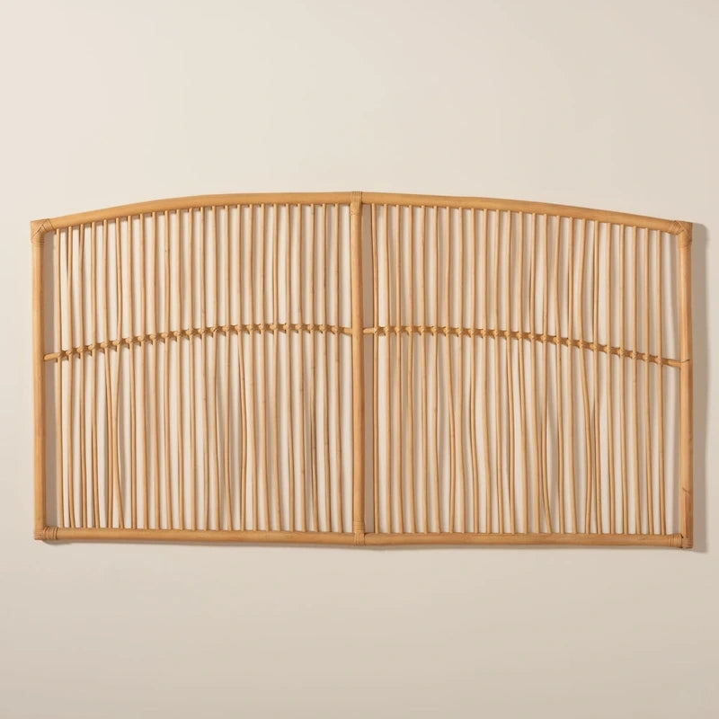 Malvina Modern Bohemian Natural Rattan Wall-mountable Headboard-Queen