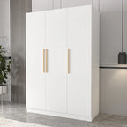 Timechee 47.2 Armoire Clothes Storage Solid Wood Handles Wardrobe White