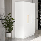 Timechee 47.2 Armoire Clothes Storage Solid Wood Handles Wardrobe White