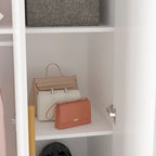 Timechee 47.2 Armoire Clothes Storage Solid Wood Handles Wardrobe White