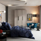 Timechee 47.2 Armoire Clothes Storage Solid Wood Handles Wardrobe White