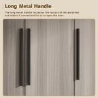 Timechee 47.2 Armoire Clothes Storage Solid Wood Handles Wardrobe White