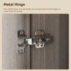 Timechee 47.2 Armoire Clothes Storage Solid Wood Handles Wardrobe White