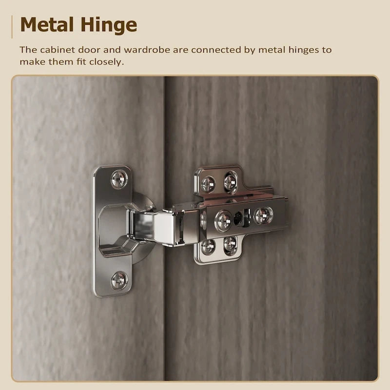 Timechee 47.2 Armoire Clothes Storage Solid Wood Handles Wardrobe White