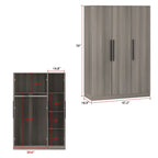 Timechee 47.2 Armoire Clothes Storage Solid Wood Handles Wardrobe White