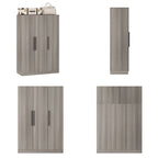 Timechee 47.2 Armoire Clothes Storage Solid Wood Handles Wardrobe White