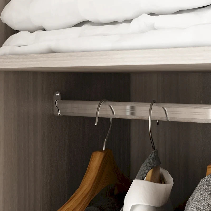 Timechee 47.2 Armoire Clothes Storage Solid Wood Handles Wardrobe White