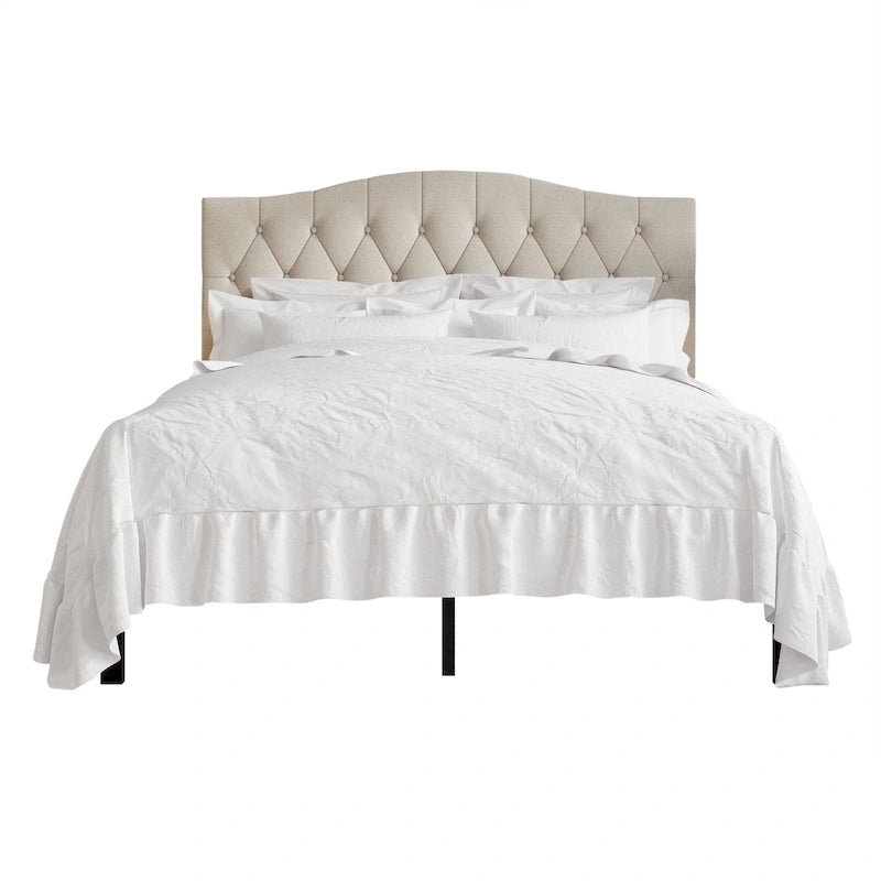 CraftPorch Classic Linen Button Tufted Upholstered Platform Bed