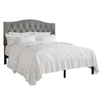 CraftPorch Classic Linen Button Tufted Upholstered Platform Bed