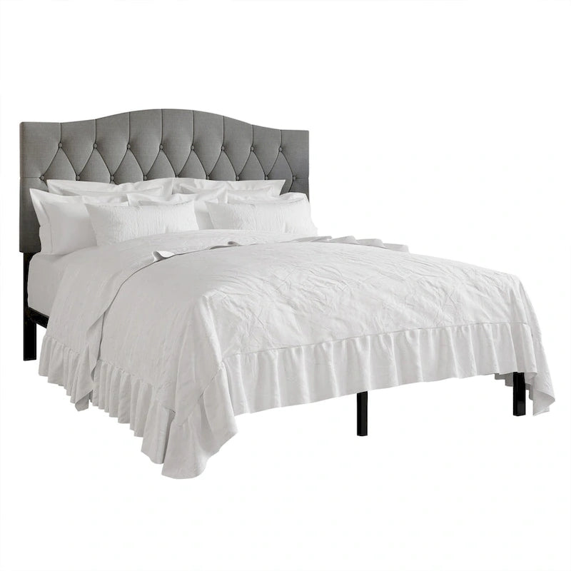 CraftPorch Classic Linen Button Tufted Upholstered Platform Bed