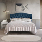 CraftPorch Classic Linen Button Tufted Upholstered Platform Bed