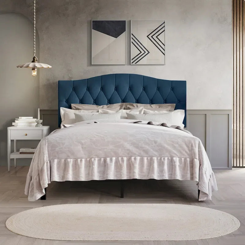 CraftPorch Classic Linen Button Tufted Upholstered Platform Bed