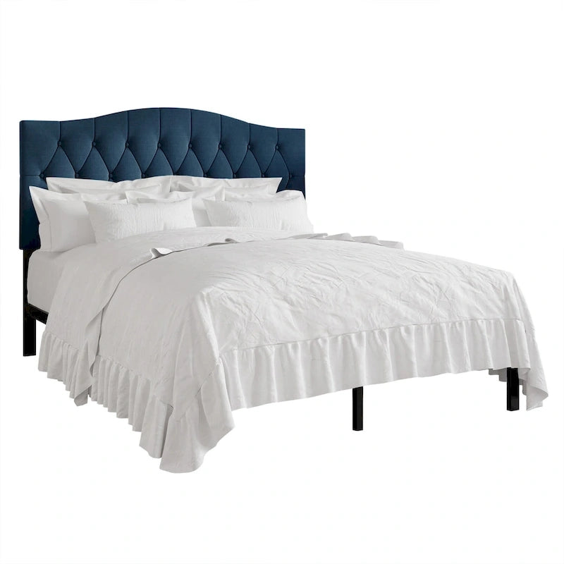 CraftPorch Classic Linen Button Tufted Upholstered Platform Bed