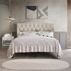 CraftPorch Classic Linen Button Tufted Upholstered Platform Bed
