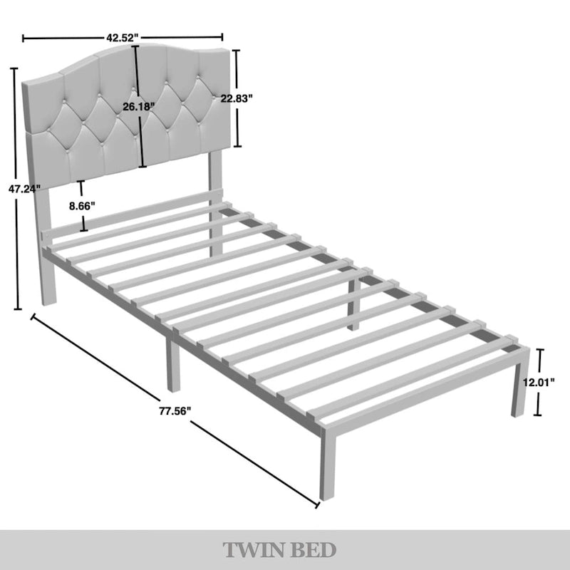 CraftPorch Classic Linen Button Tufted Upholstered Platform Bed
