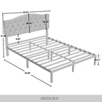 CraftPorch Classic Linen Button Tufted Upholstered Platform Bed