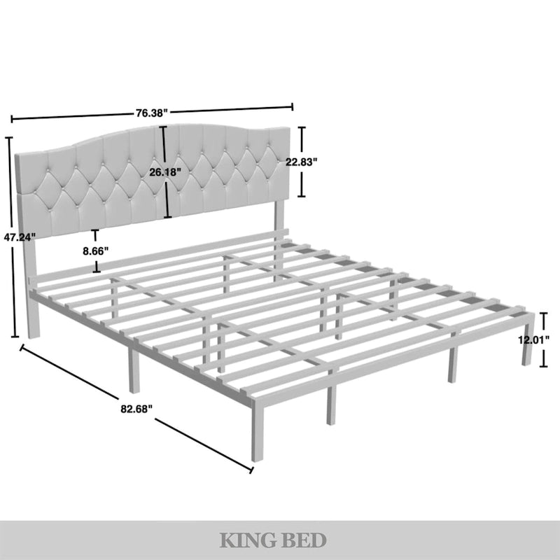 CraftPorch Classic Linen Button Tufted Upholstered Platform Bed