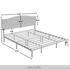 CraftPorch Classic Linen Button Tufted Upholstered Platform Bed