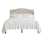CraftPorch Classic Linen Button Tufted Upholstered Platform Bed