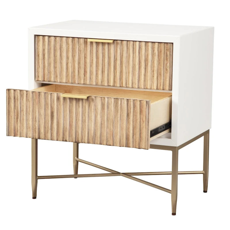 Origins by Alpine Larsen 2 Drawer Wood Nightstand