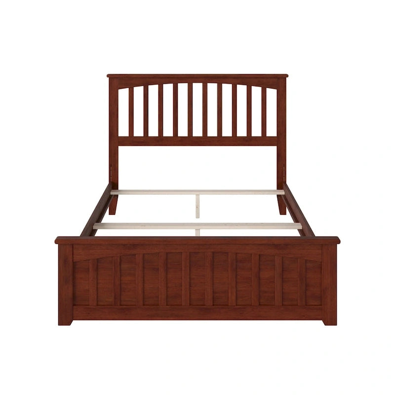 Mission Full Foundation Bed Frame with Matching Footboard in Walnut