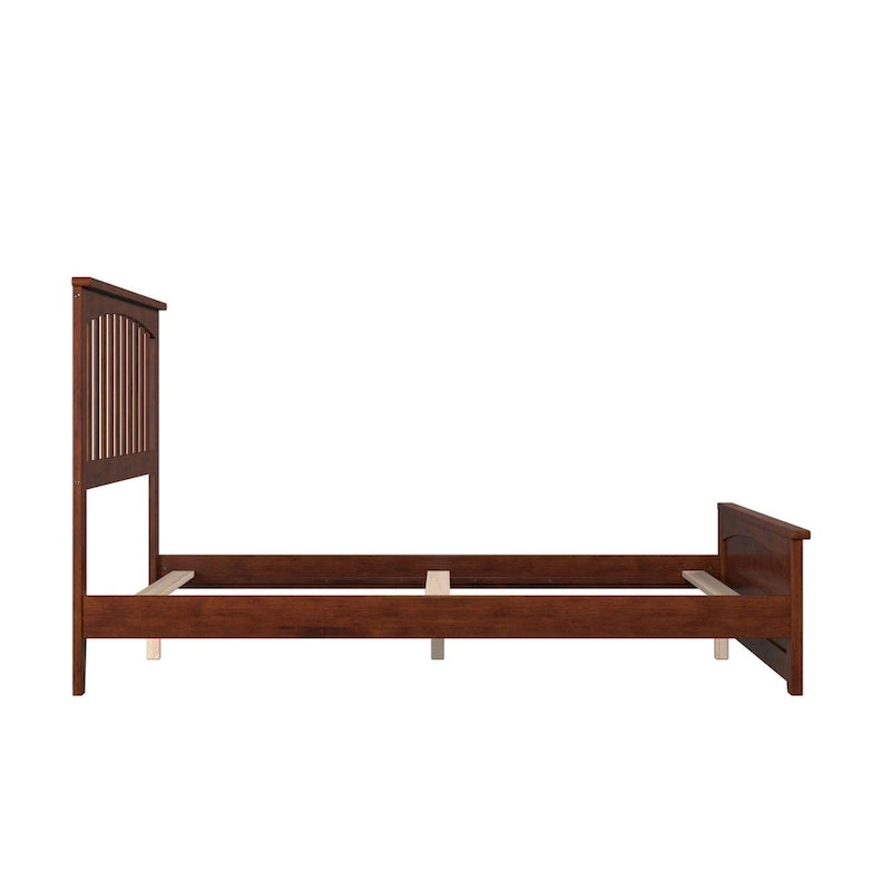 Mission Full Foundation Bed Frame with Matching Footboard in Walnut