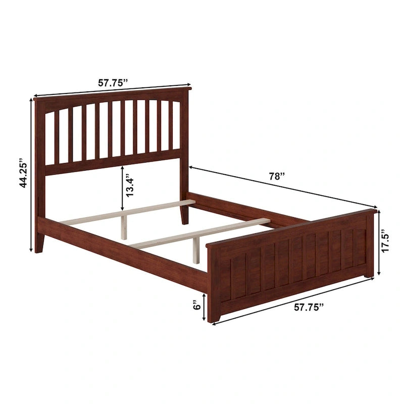 Mission Full Foundation Bed Frame with Matching Footboard in Walnut