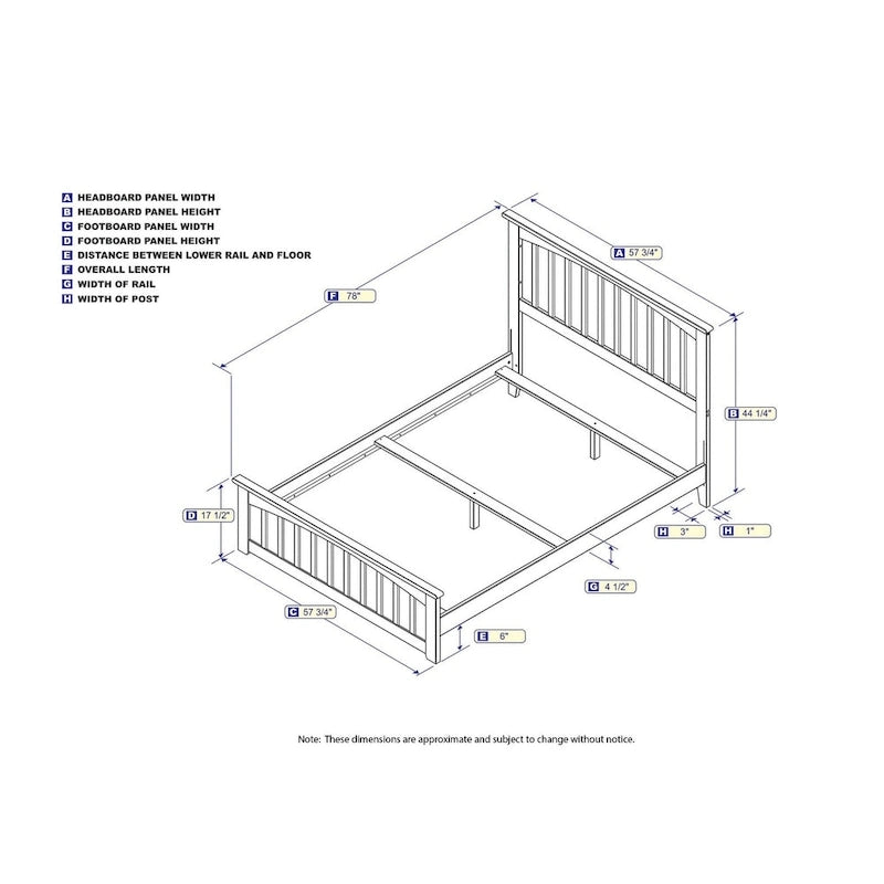 Mission Full Foundation Bed Frame with Matching Footboard in Walnut