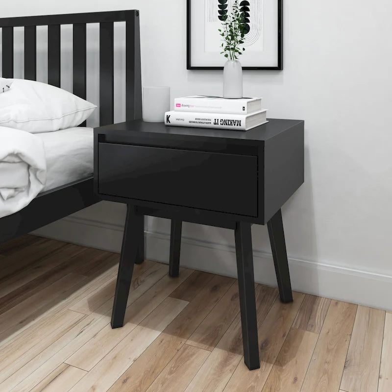 Plank and Beam Scandinavian Nightstand with 1 Drawer