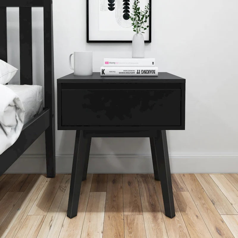 Plank and Beam Scandinavian Nightstand with 1 Drawer