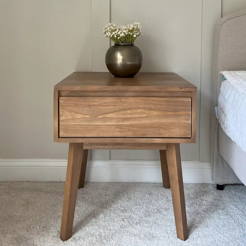 Plank and Beam Scandinavian Nightstand with 1 Drawer