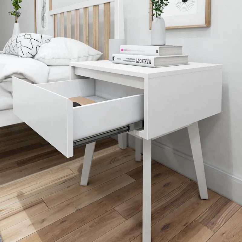 Plank and Beam Scandinavian Nightstand with 1 Drawer