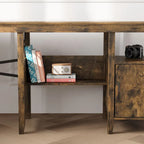Farmhouse L Shaped Home Office Computer Desk with Storage Cabinet