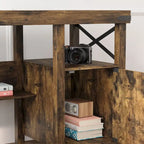 Farmhouse L Shaped Home Office Computer Desk with Storage Cabinet