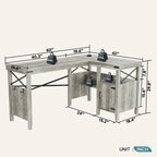 Farmhouse L Shaped Home Office Computer Desk with Storage Cabinet