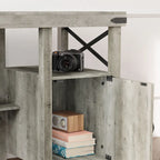 Farmhouse L Shaped Home Office Computer Desk with Storage Cabinet