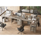 Farmhouse L Shaped Home Office Computer Desk with Storage Cabinet