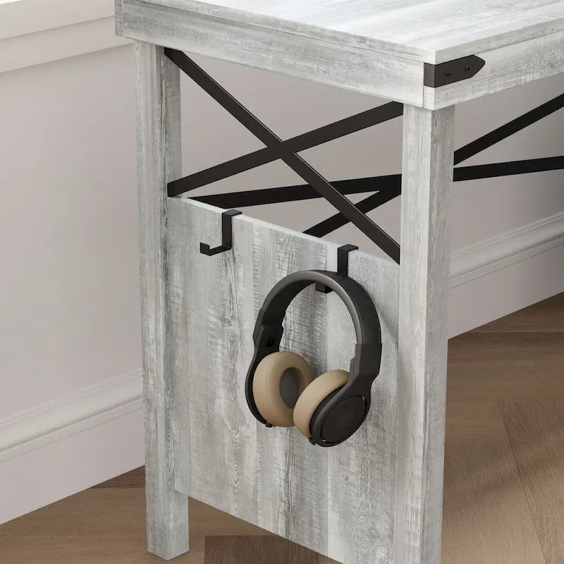 Farmhouse L Shaped Home Office Computer Desk with Storage Cabinet