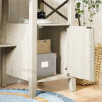 Farmhouse L Shaped Home Office Computer Desk with Storage Cabinet
