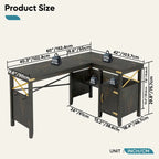 Farmhouse L Shaped Home Office Computer Desk with Storage Cabinet