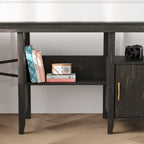 Farmhouse L Shaped Home Office Computer Desk with Storage Cabinet