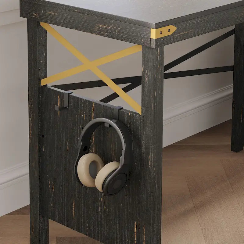 Farmhouse L Shaped Home Office Computer Desk with Storage Cabinet