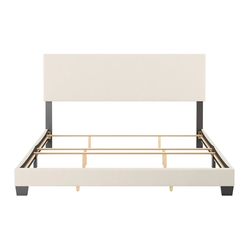 Nova Upholstered Modern Boucle Bed, Box Spring Required