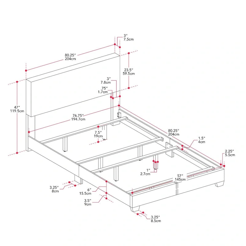 Nova Upholstered Modern Boucle Bed, Box Spring Required
