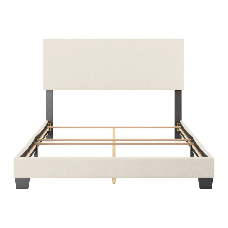 Nova Upholstered Modern Boucle Bed, Box Spring Required