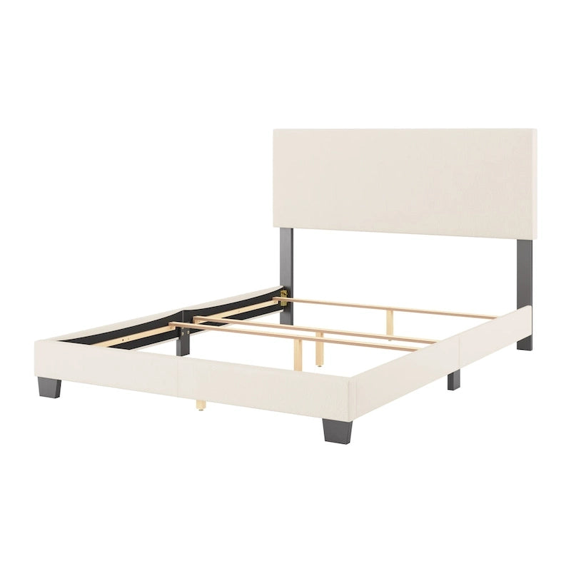 Nova Upholstered Modern Boucle Bed, Box Spring Required