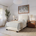 Nova Upholstered Modern Boucle Bed, Box Spring Required