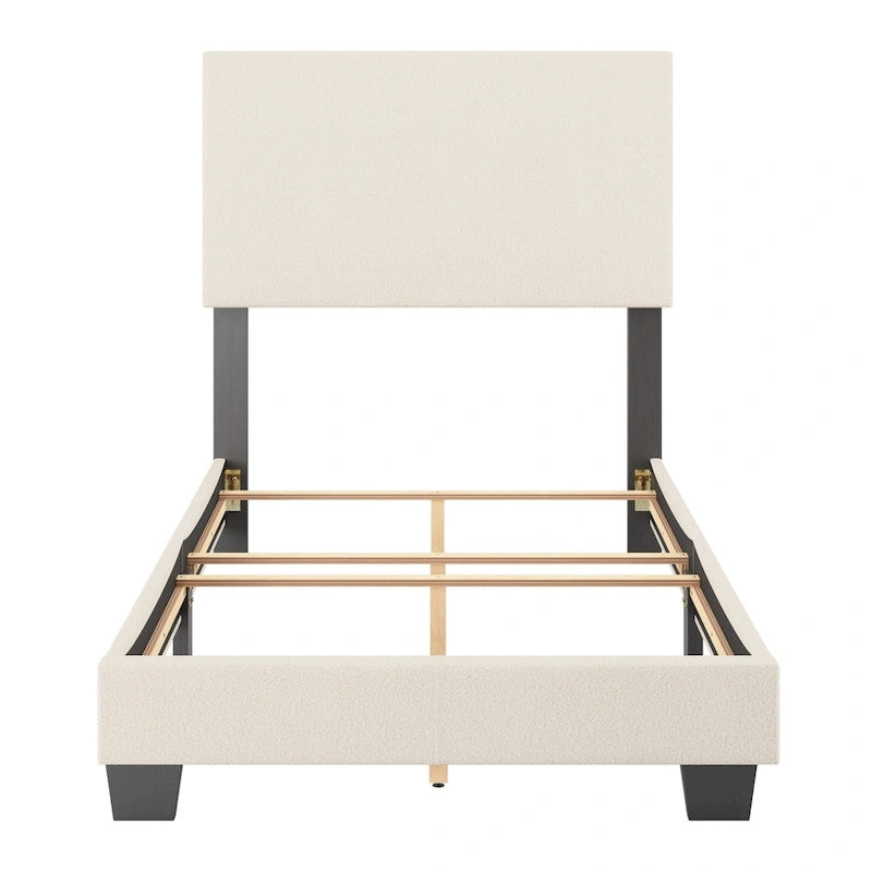 Nova Upholstered Modern Boucle Bed, Box Spring Required