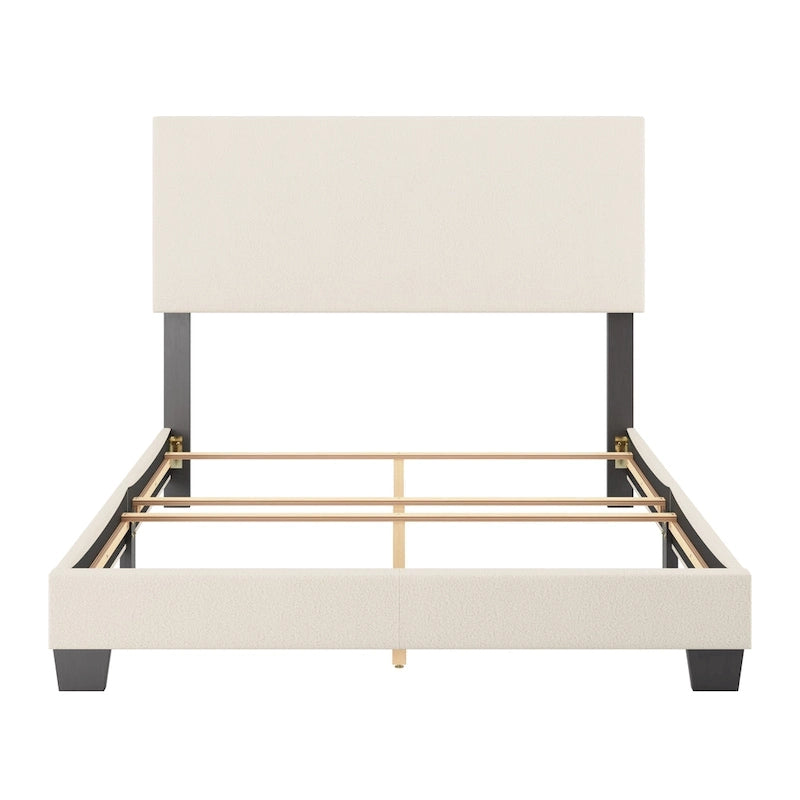 Nova Upholstered Modern Boucle Bed, Box Spring Required